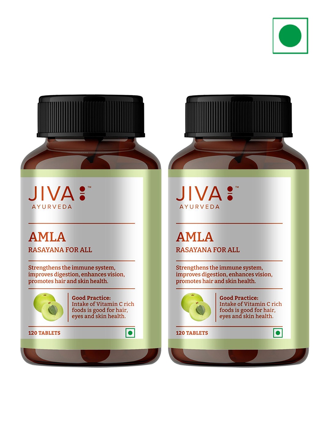 

Jiva Set Of 2 Amla Tablets 500mg -120 Tablets Each, White