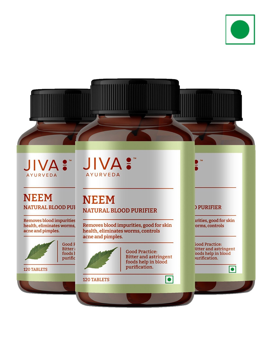 

Jiva Set Of 3 Neem Tablets 500mg 120 Tablets Each, White
