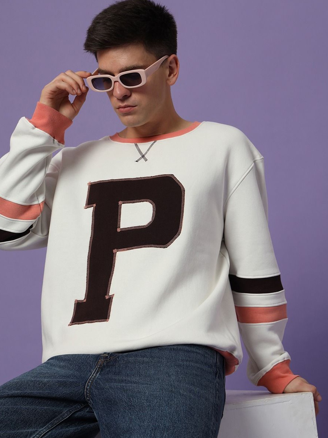 

PockMAN Men Colourblocked Round Neck Sweatshirt, White