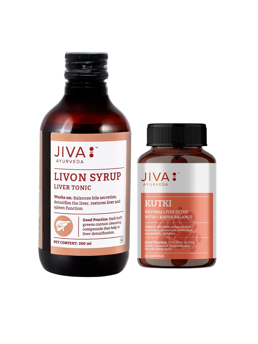 

Jiva Set Of 2 Kutki Capsules 60 Tablets & Livon Syrup 200ml For Liver Care, White