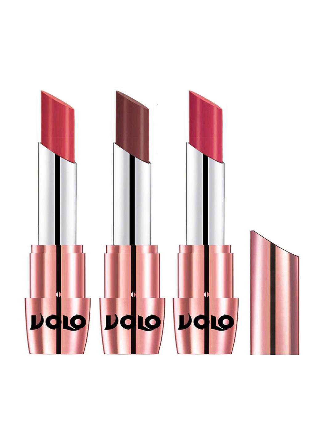 

VOLO Set Of 3 Creme Matte Lipstick 3.5g Each-Peach 633-Coffee 634-Pink 641, Brown