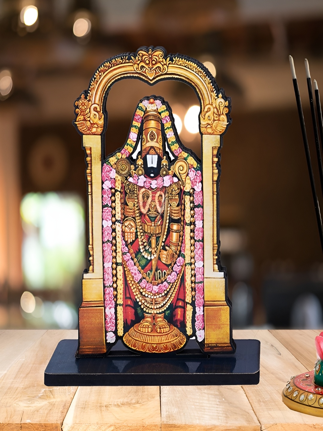 

Home Delight Gold Toned & Black Lord Balaji Idol Wooden Showpiece