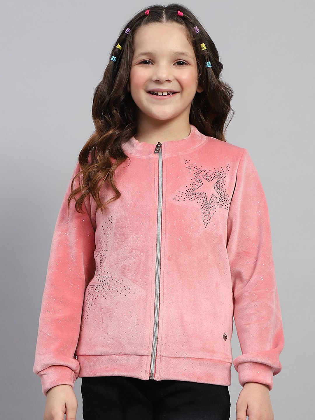 

Monte Carlo Girls Embroidered Round Neck Sweatshirt, Pink