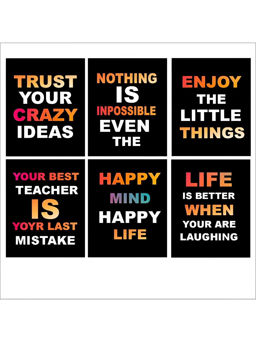

CVANU Black & White 6 Pieces Printed Wall Decals and Stickers