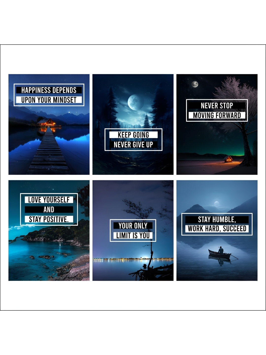 

CVANU Black & Blue 6 Pieces Quotes Printed Wall Posters