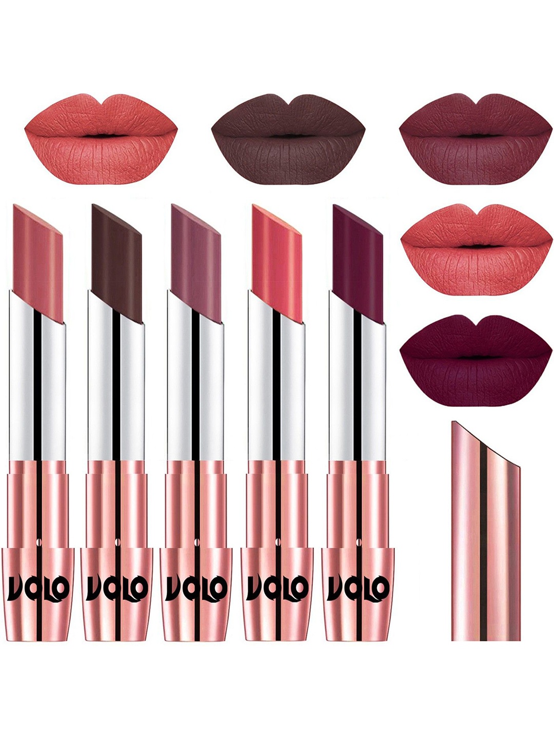 

VOLO Set Of 5 Creme Matte Lipstick - 3.5g Each - 32-35-36-37-47, Multi