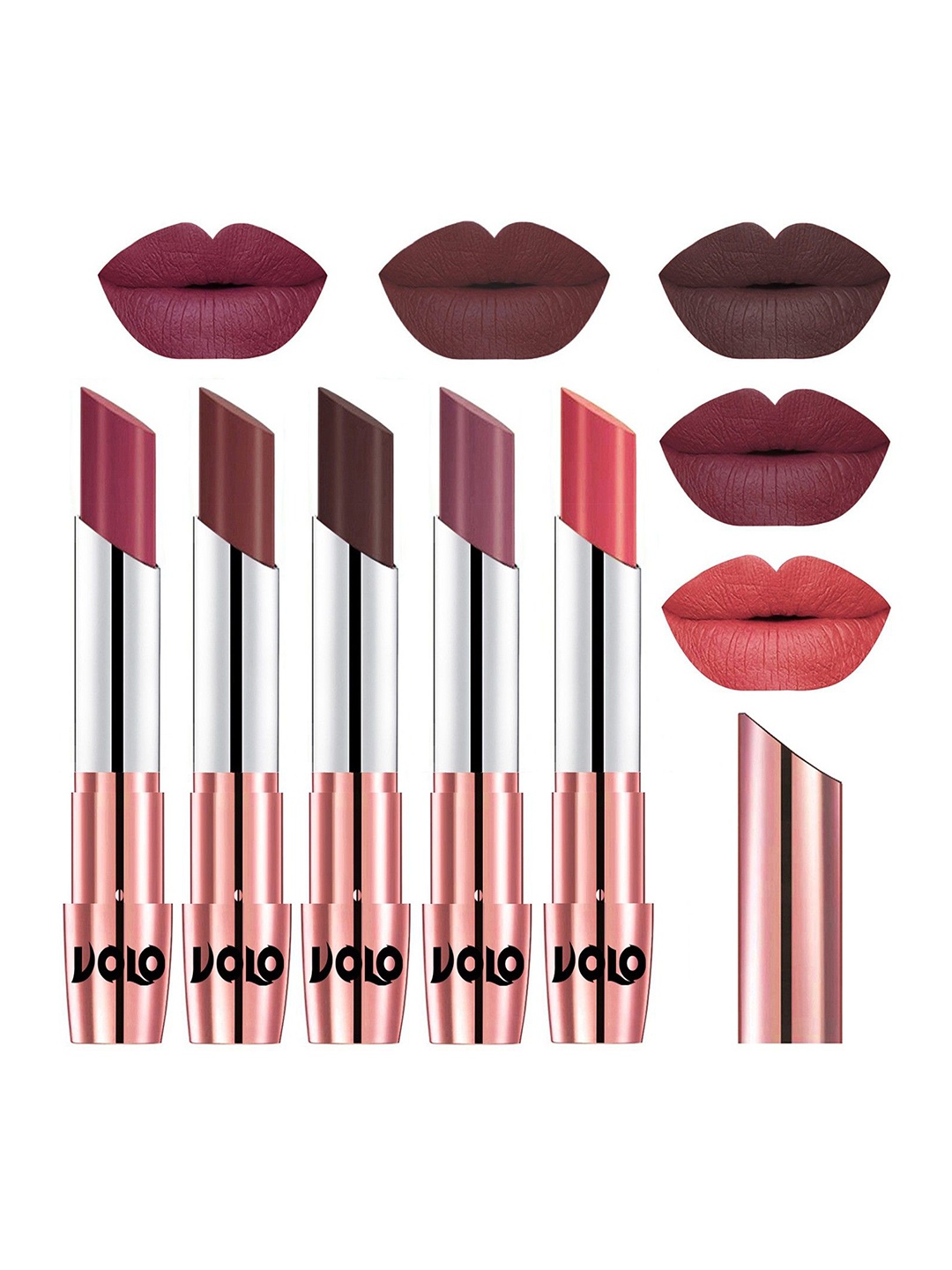 

VOLO Set Of 5 Creme Matte Lipstick - 3.5g Each - 31-34-35-36-37, Multi
