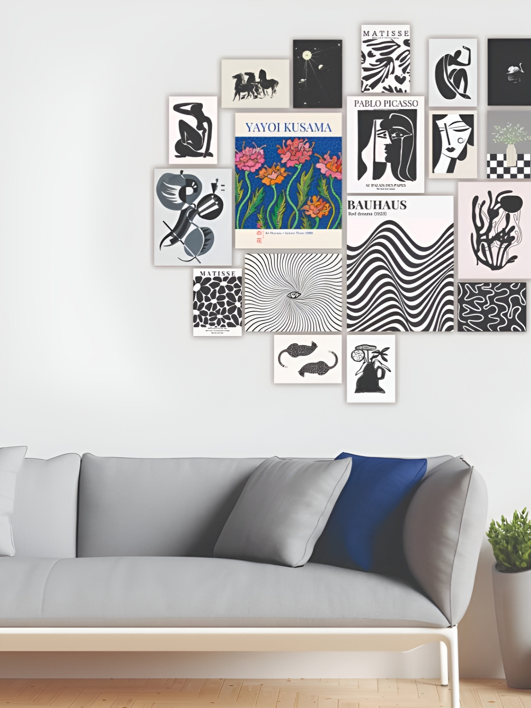 

CVANU White & Black 18 Pieces Printed Wall Decals and Stickers