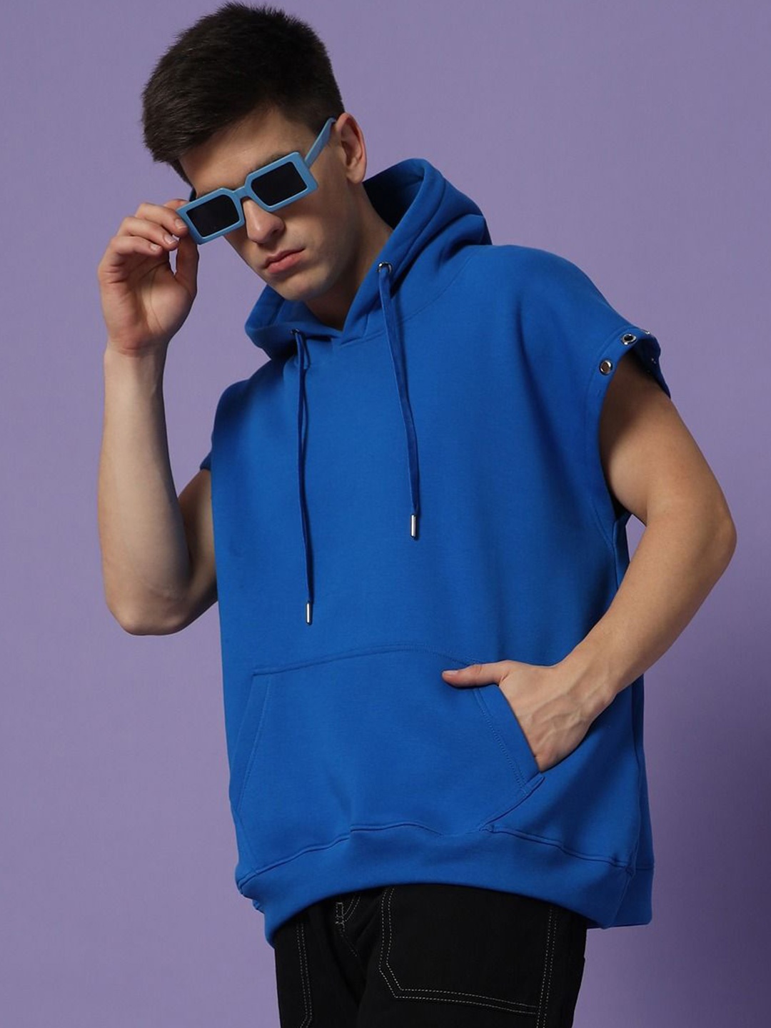 

PockMAN Men Solid Hooded Sweatshirt, Blue