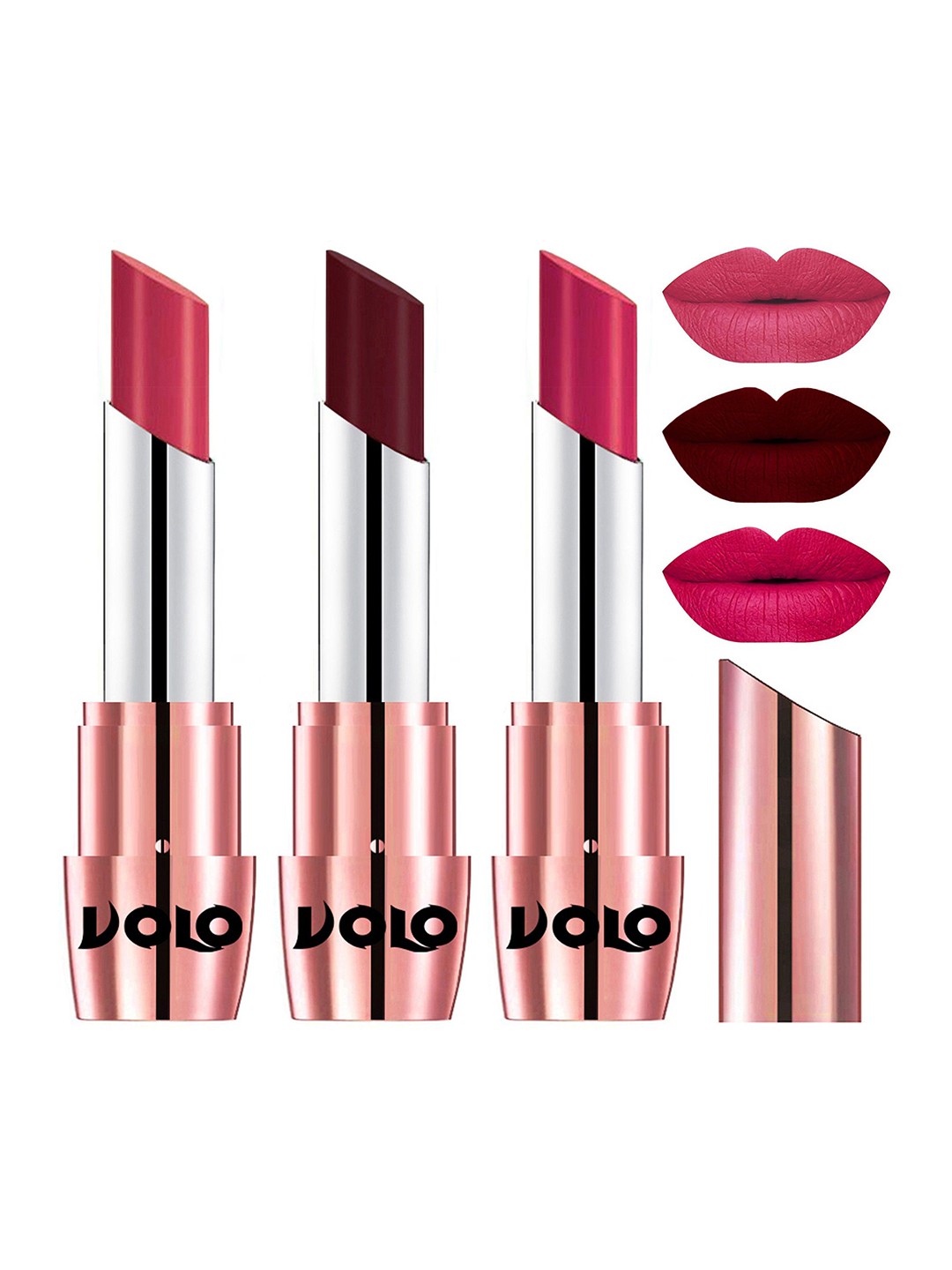 

VOLO Set Of 3 Creme Matte Lipstick - 3.5g Each - 641-642-644, Multi