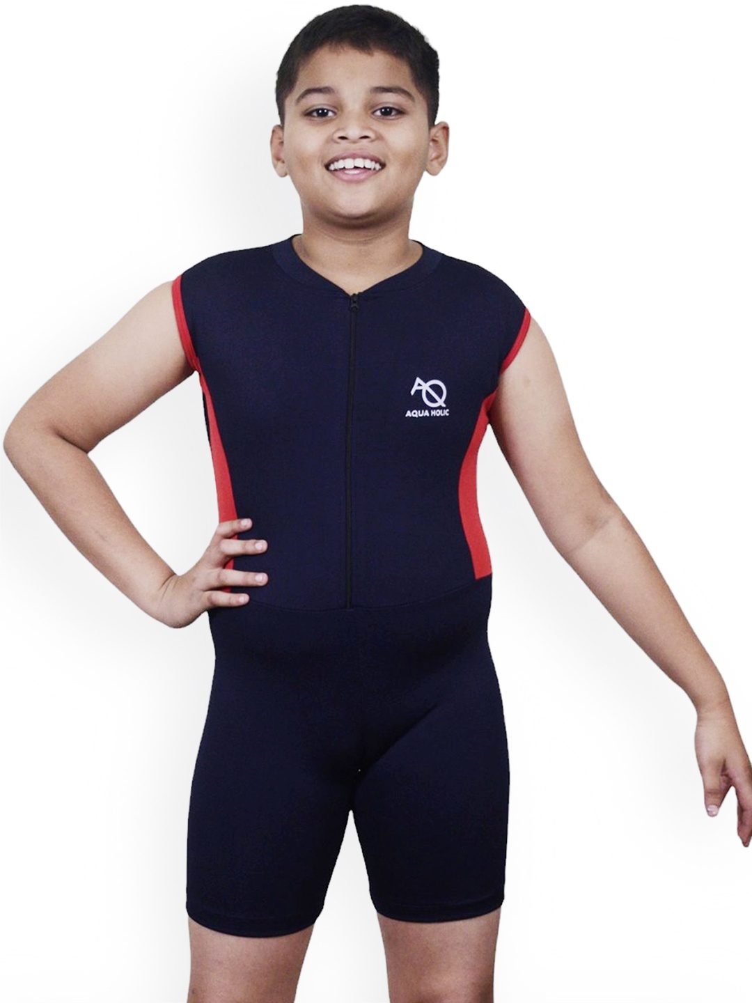 

Aqua Holic Boys Solid V-Neck Sleeveless Swimwear, Blue