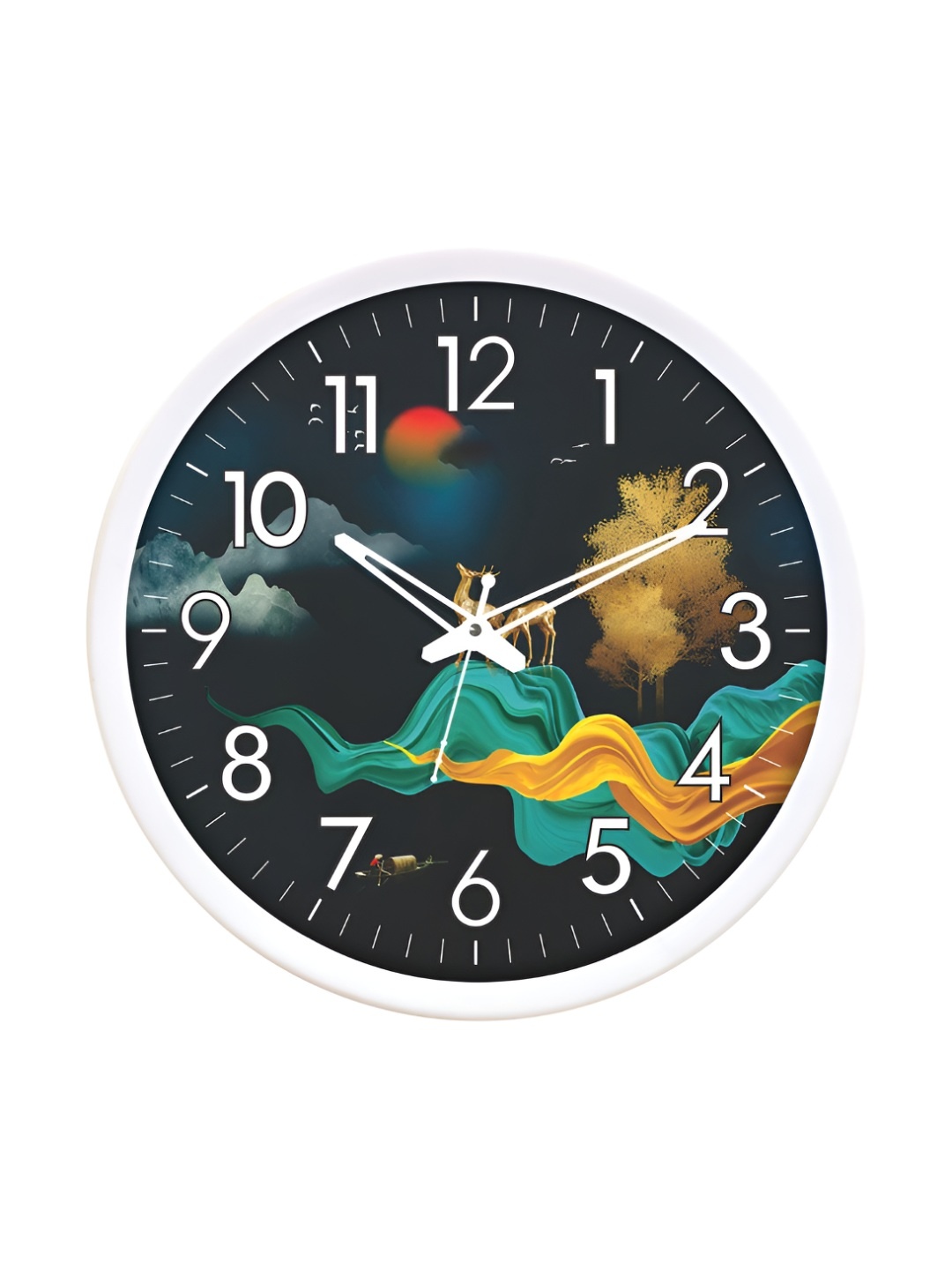 

RANDOM Printed Round Shaped Sweep Silent Movement Contemporary Wall Clock, White