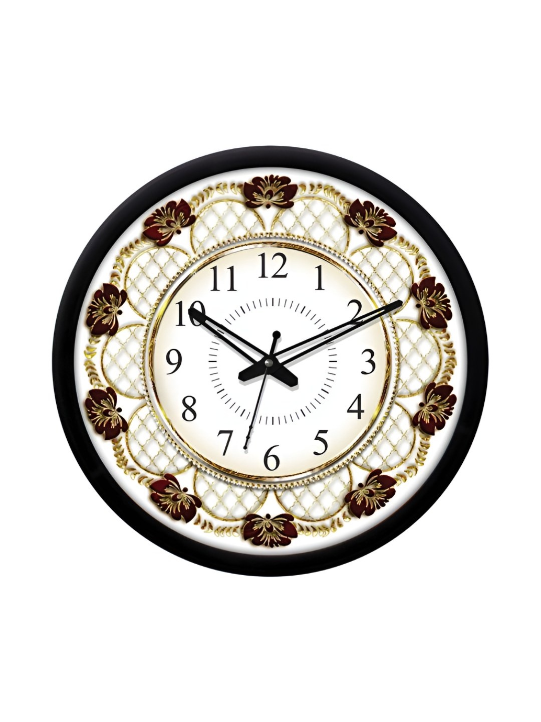 

RANDOM Printed Round Shaped Sweep Silent Movement Contemporary Wall Clock, Black