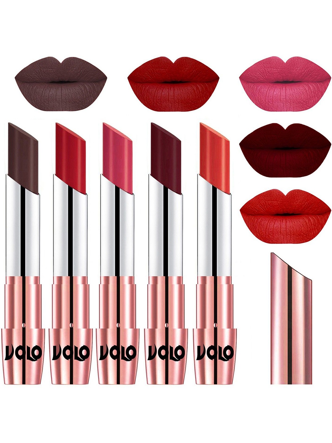 

VOLO Set Of 5 Creme Matte Lipstick - 3.5 g Each - 35-40-41-42-49, Multi