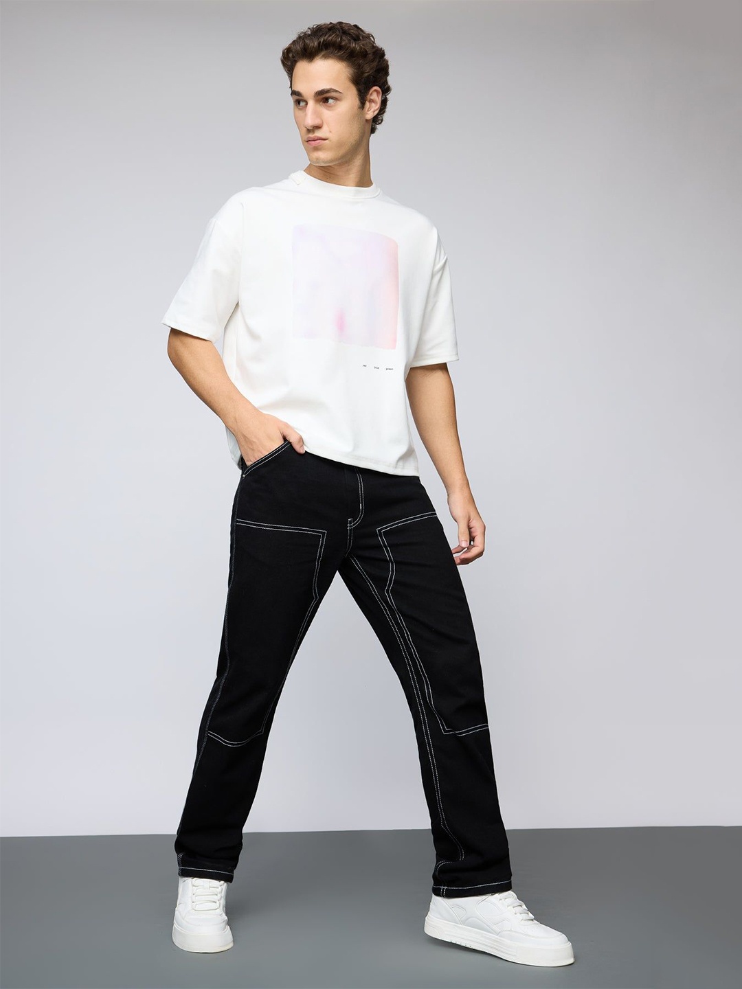 

FREAKINS Men Straight Fit High-Rise Jeans, Black