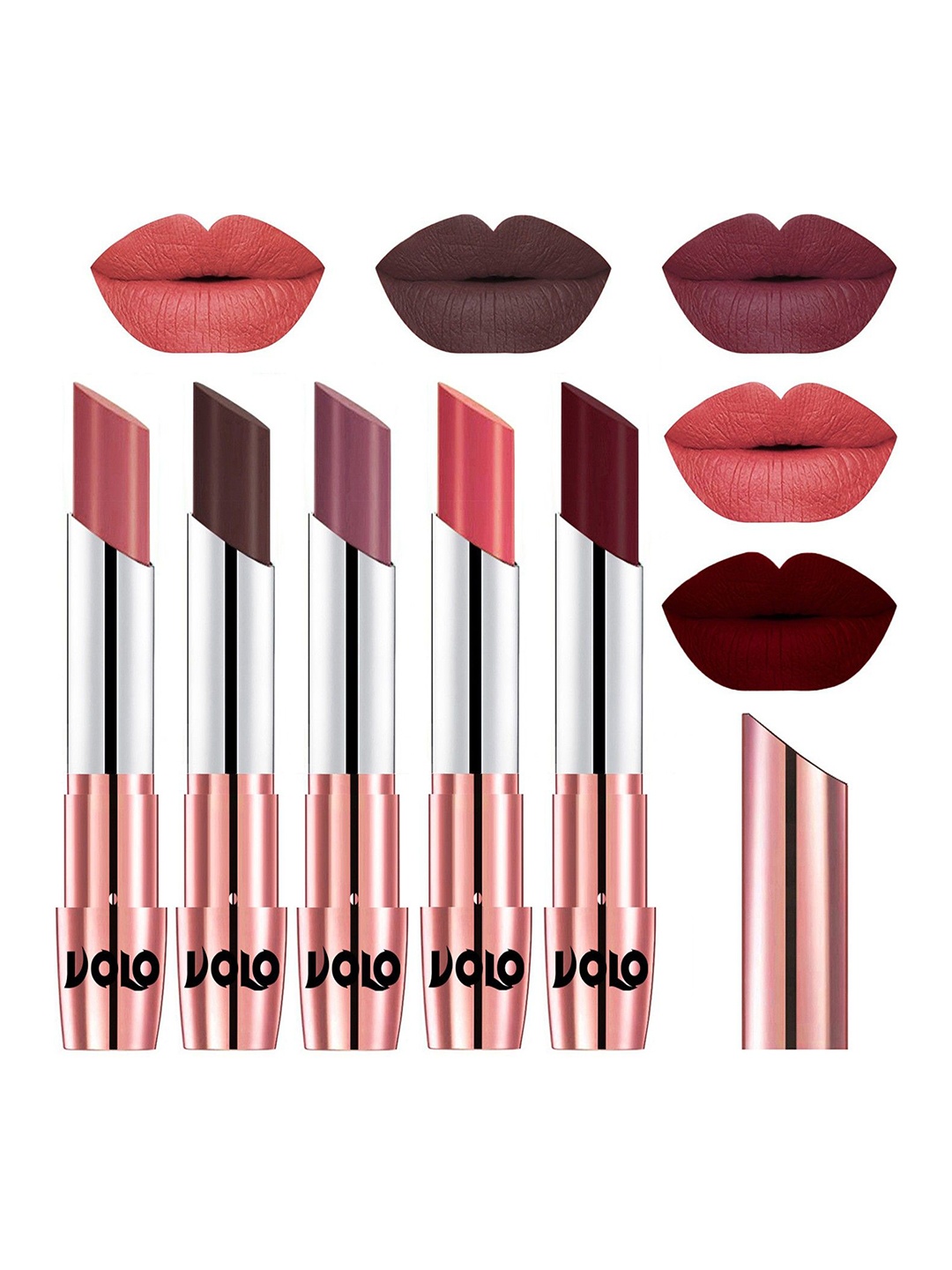 

VOLO Set Of 5 Creme Matte Lipstick-3.5 g Each-32-35-36-37-42, Pink