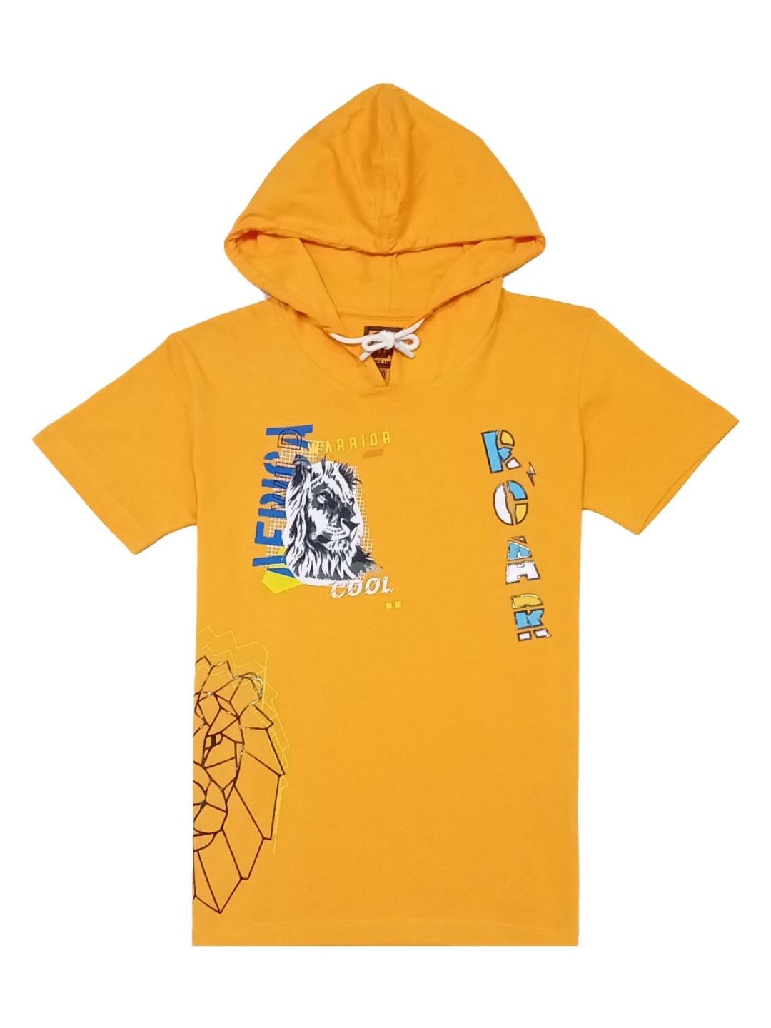 

Gini and Jony Boys Graphic Printed Hood Cotton T-shirt, Mustard
