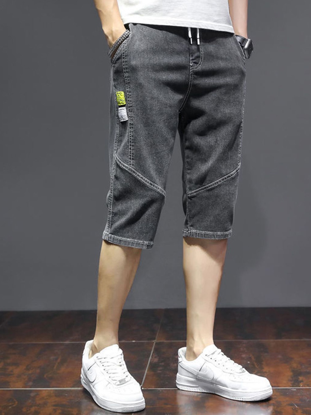 

HERE&NOW Men Solid Denim Shorts, Blue