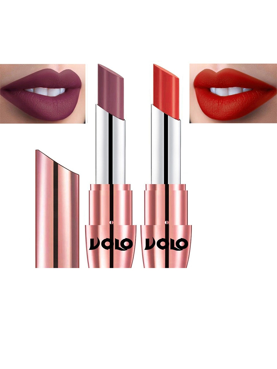 

VOLO Set Of 2 Creme Matte Lipstick - 3.5 g Each - 636 -Wine 649 - Red, Multi