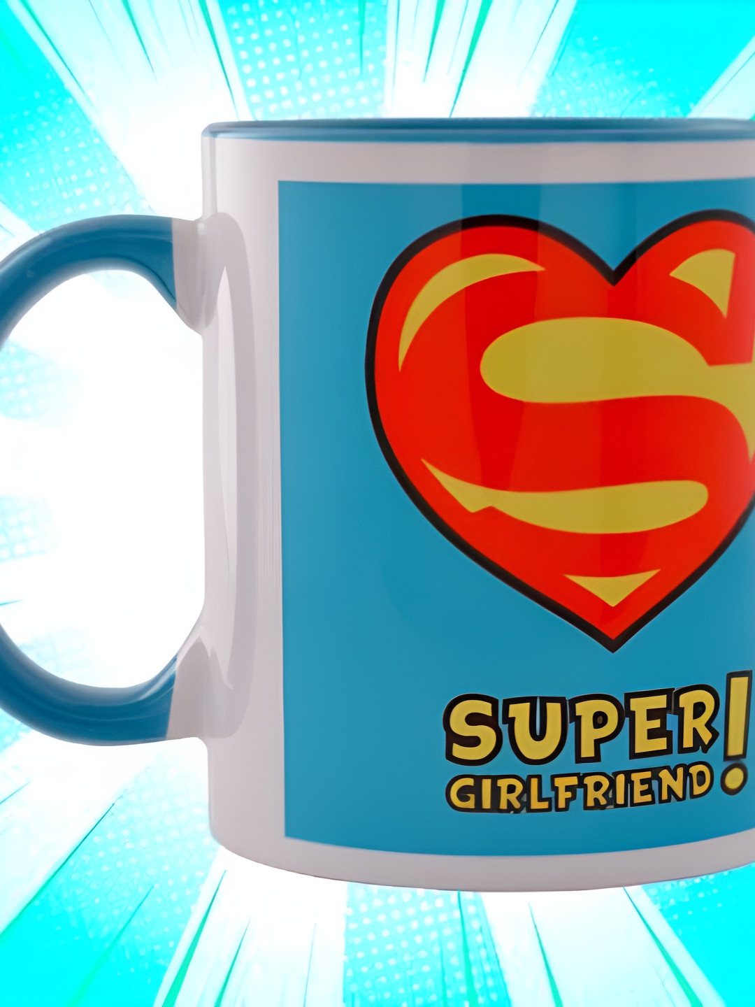 

Entertainment Store Blue & Red Super Girlfriend Printed Ceramic Mug 325 ML