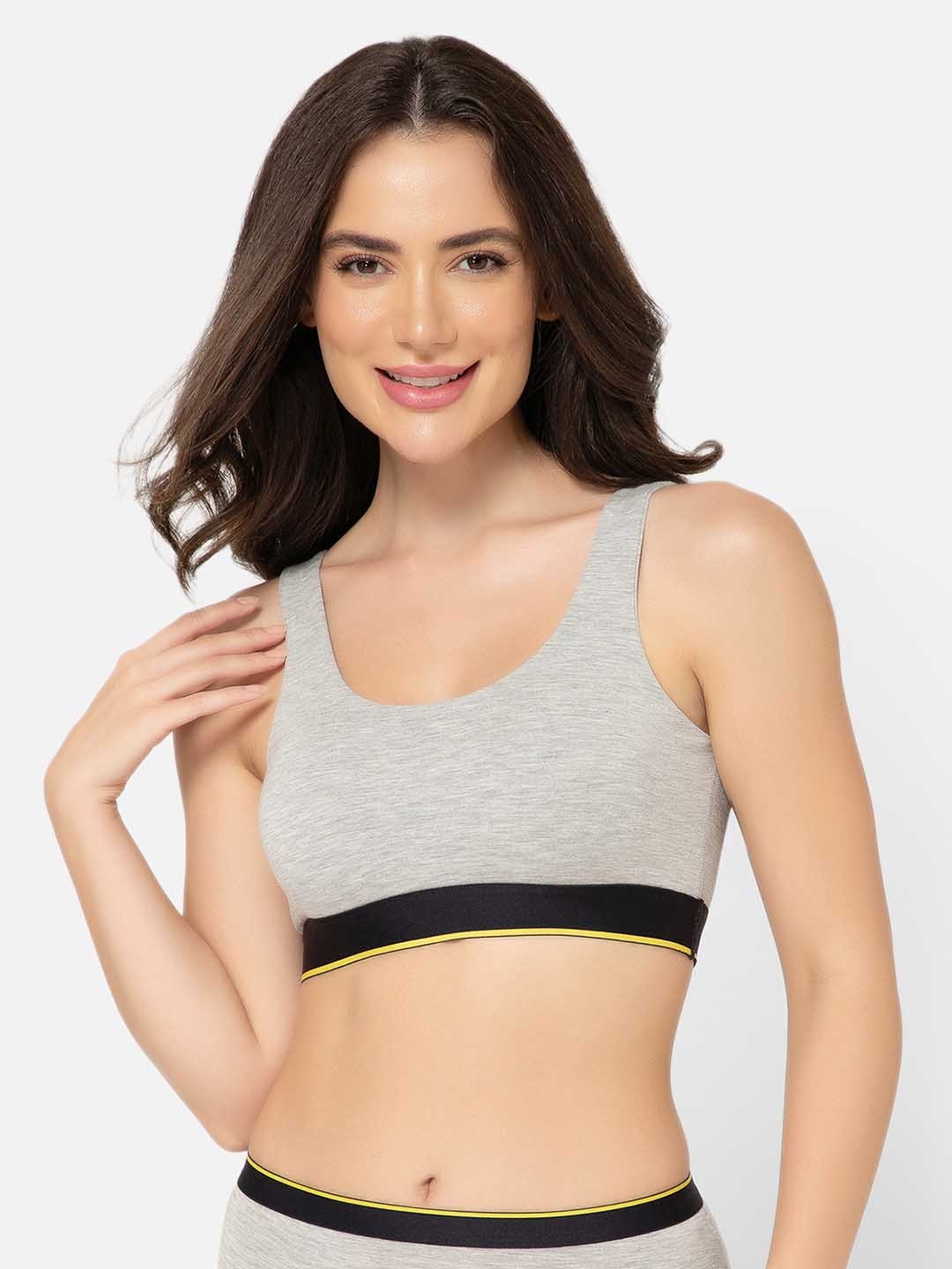 

bummer Non Padded Moisture Wicking Rapid-Dry Workout Sports Bra - Full Coverage, Grey melange