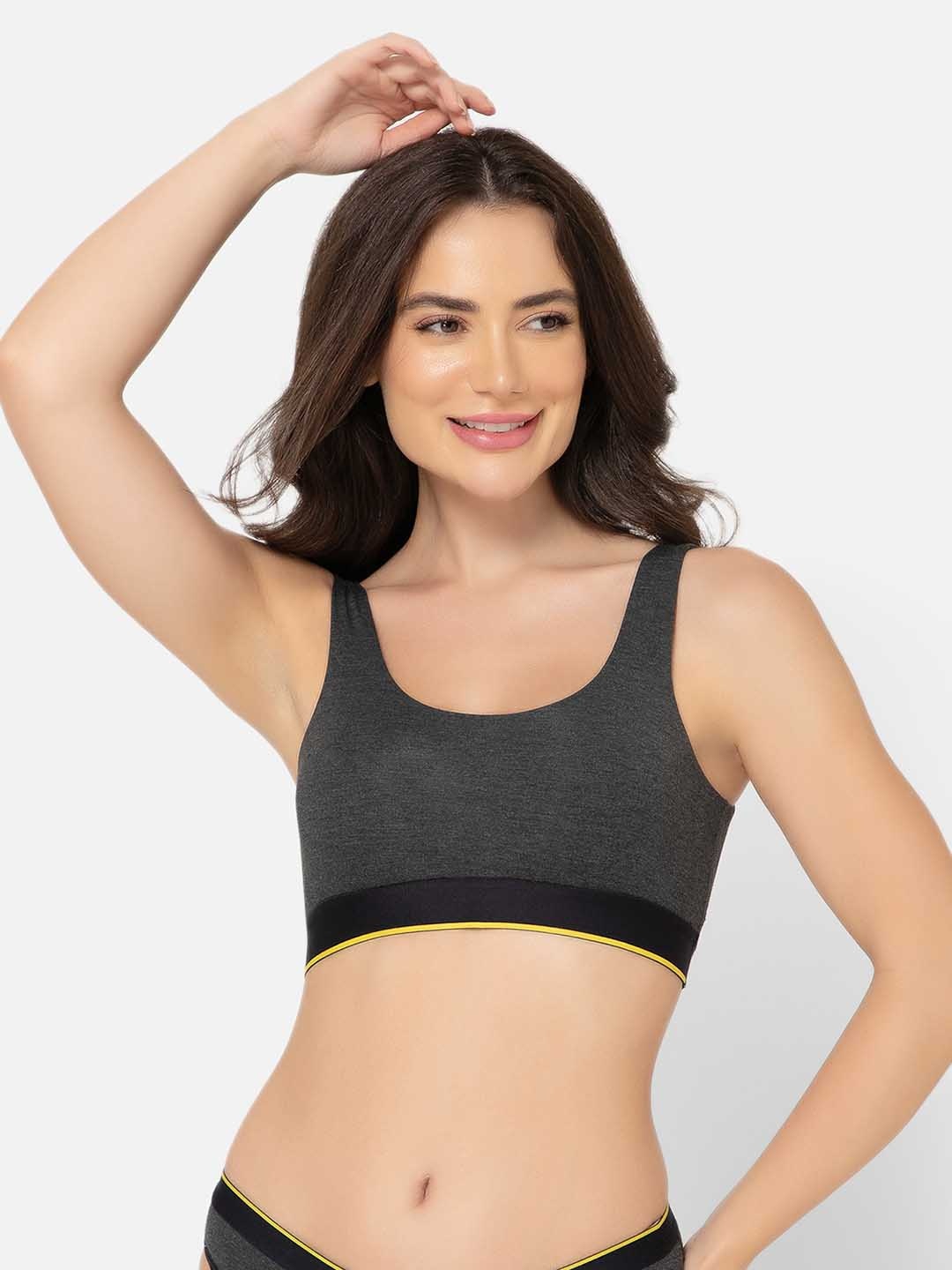 

bummer Non Padded Moisture Wicking Rapid-Dry Workout Sports Bra - Full Coverage, Charcoal