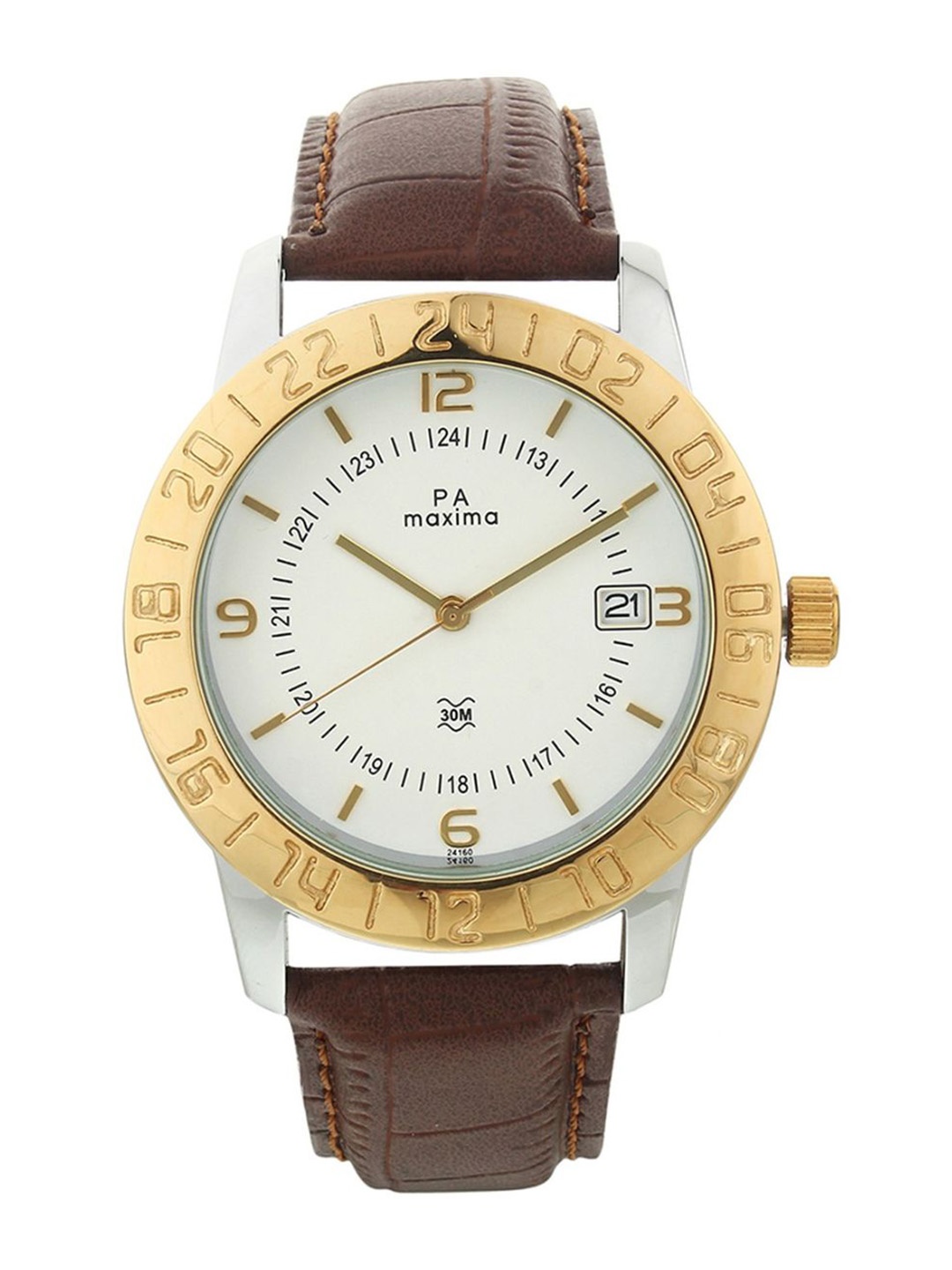

maxima Men Dial & Leather Straps Analogue Watch 24160LMGT, White