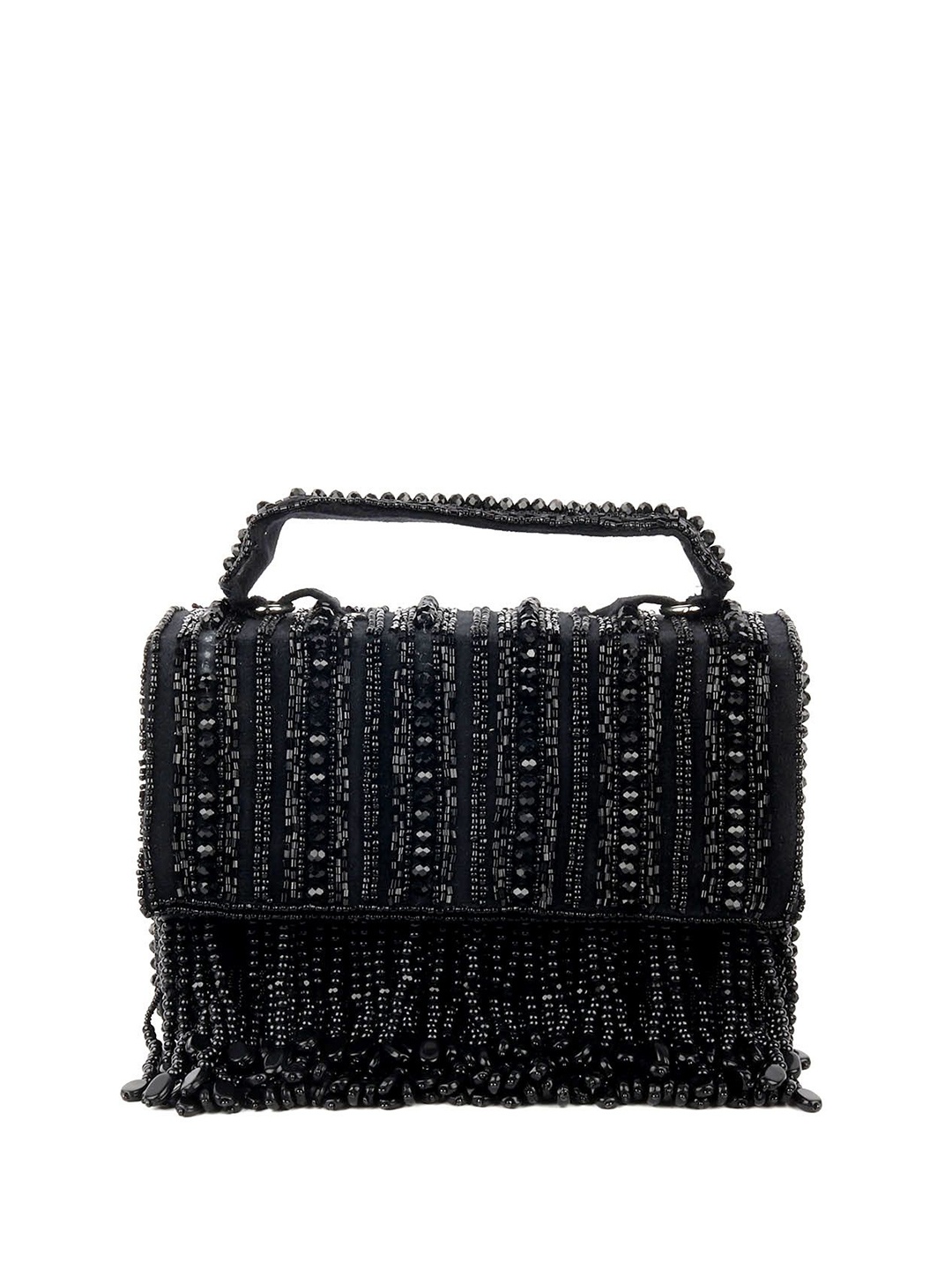 

ODETTE Embellished Tasselled Purse Clutch, Black