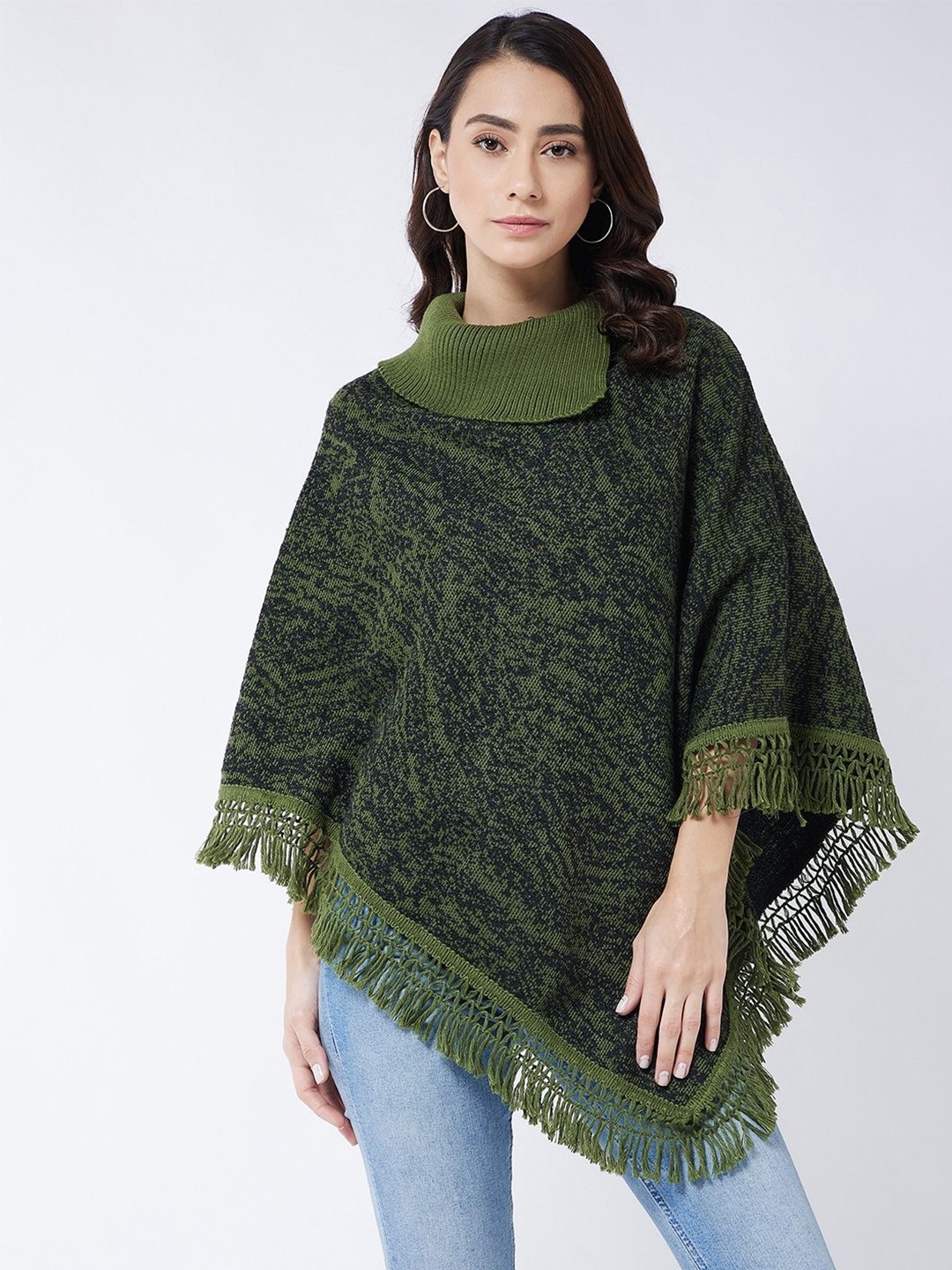 

PIVL Women Animal Poncho Sweater, Olive