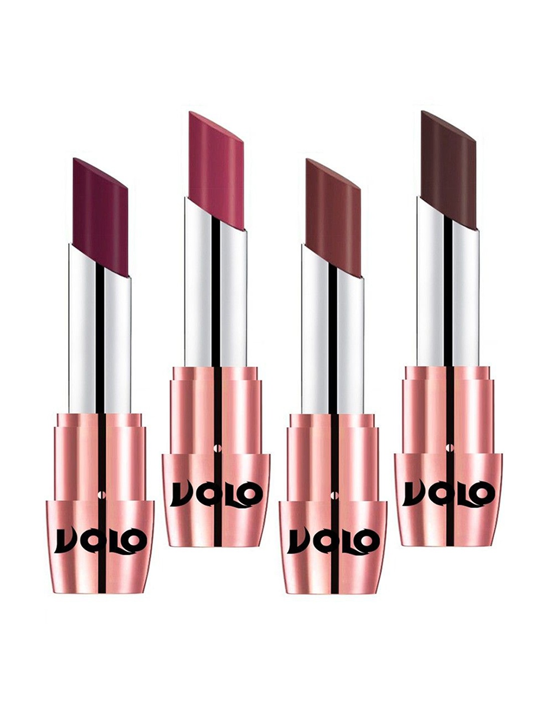 

VOLO Set Of 4 Creme Matte Lipstick - 3.5 g Each - Coffee-Wine-Chocolate-Rose Pink, Coffee brown