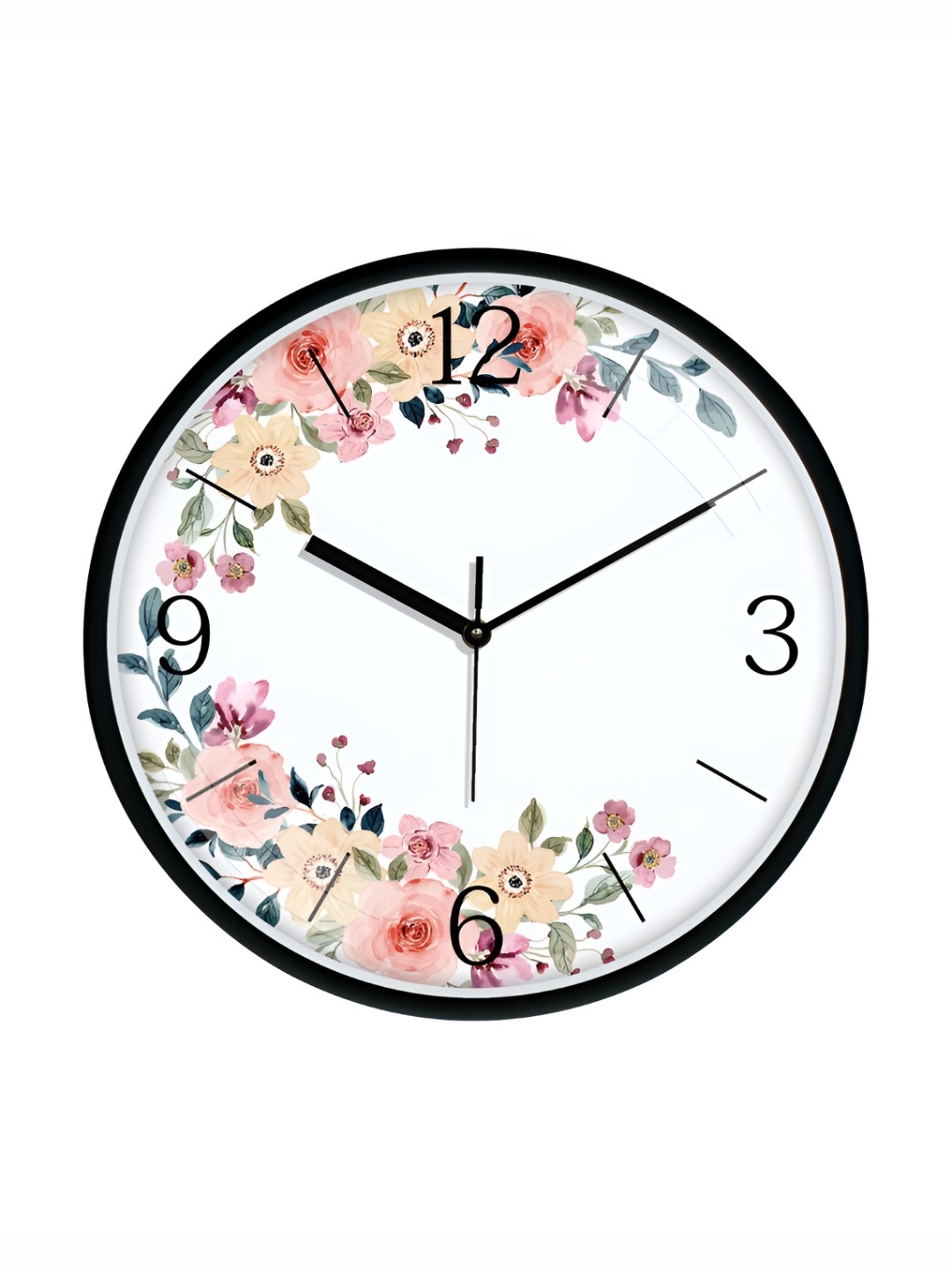 

RANDOM Printed Round Shaped Sweep Silent Movement Contemporary Wall Clock, Black