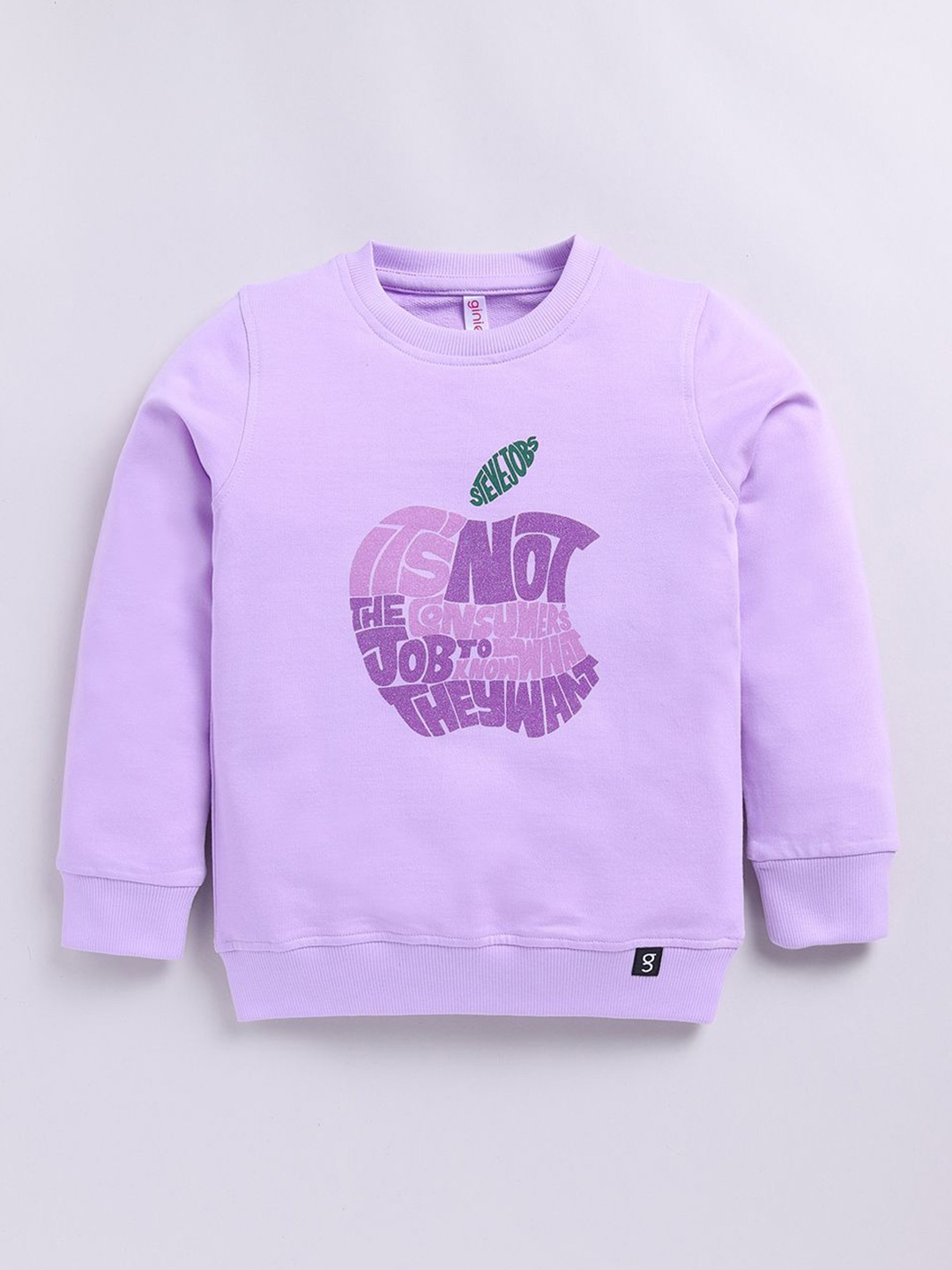 

Ginie Girls Typography Printed Round Neck Sweatshirt, Purple