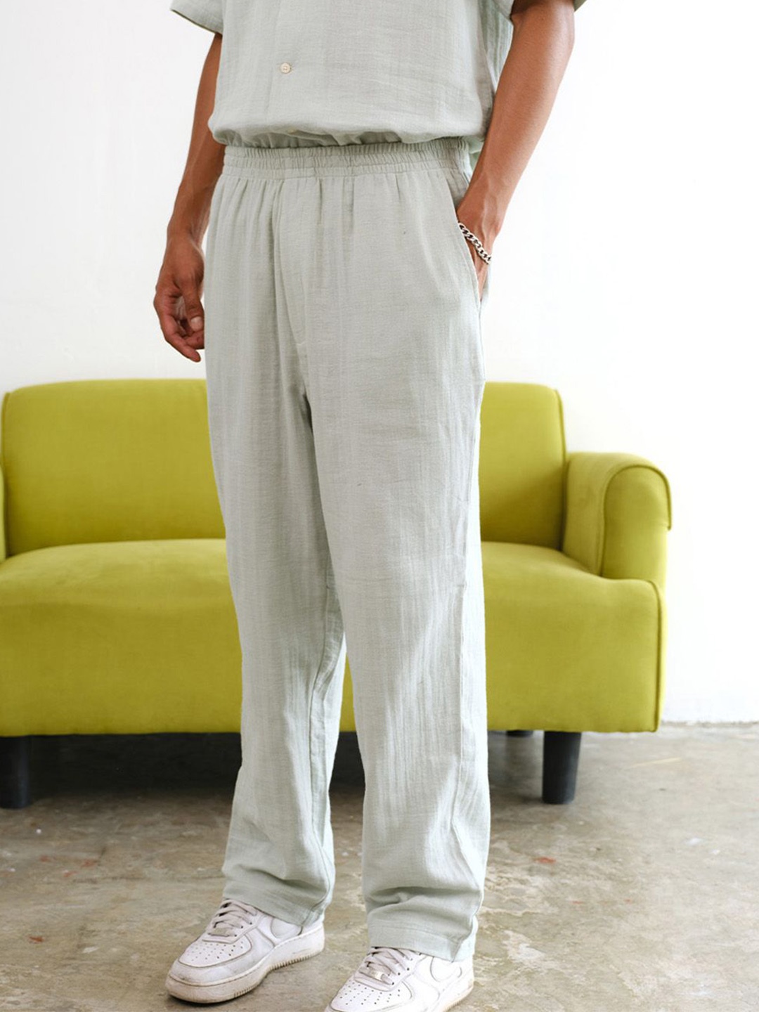 

Bonkers Corner Pure Cotton Mid-Rise Trousers, Grey