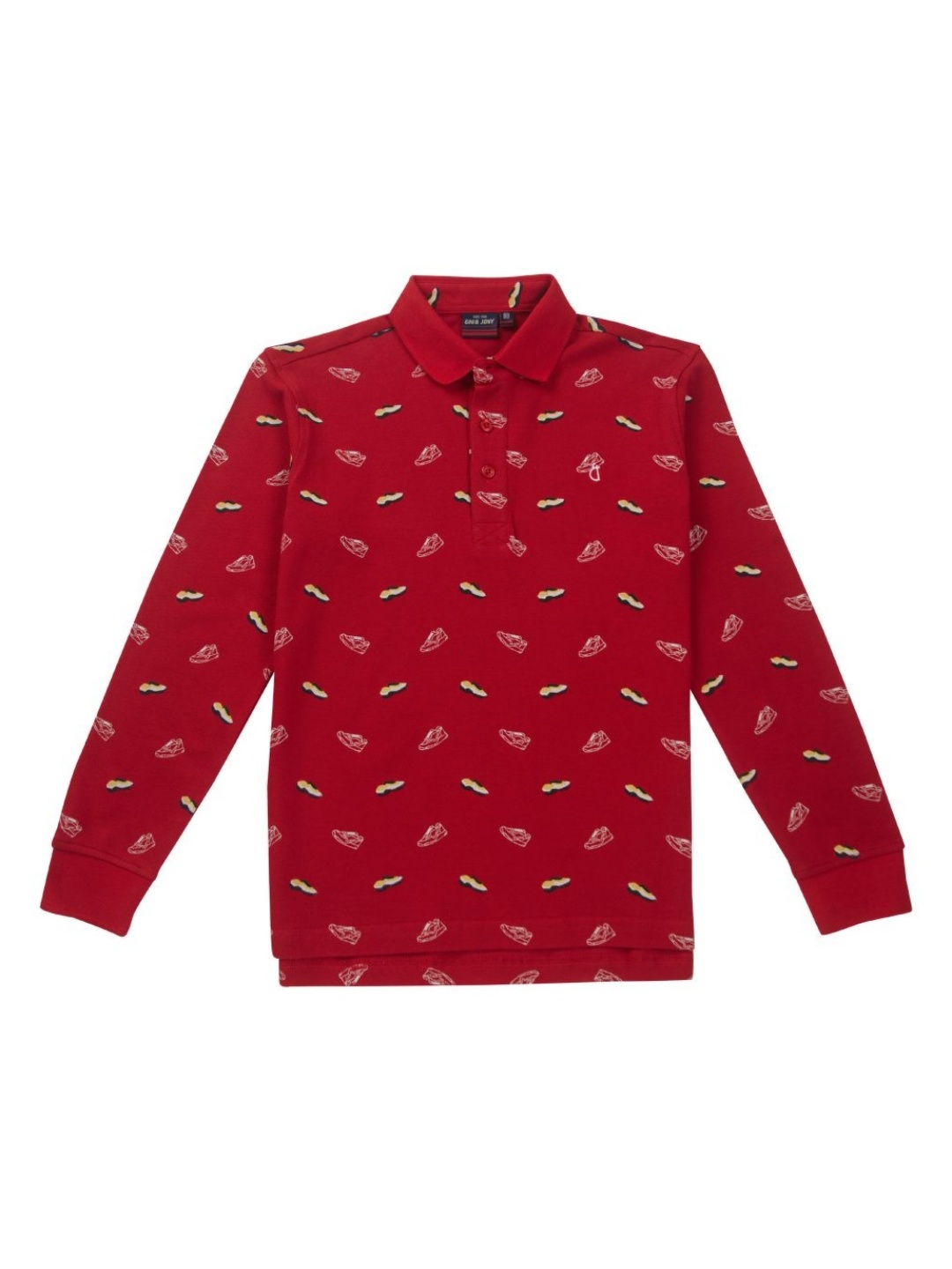 

Gini and Jony Boys Conversational Printed Polo Collar Cotton T-shirt, Red
