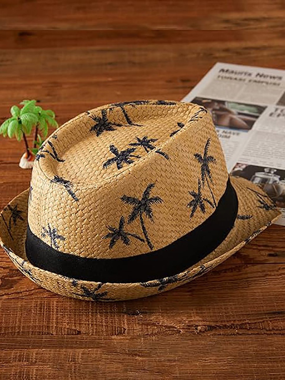 

Infispace Men Cotton Printed Brown Self Design Fedora Hat