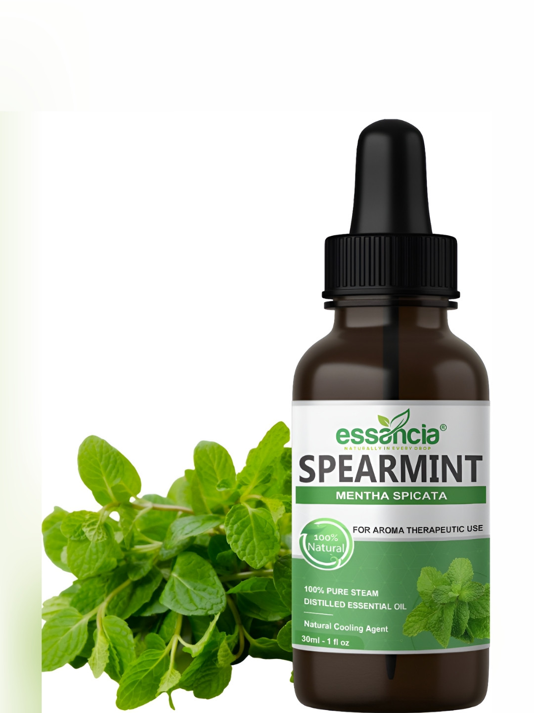 

essancia Spearmint Essential Oil for Oral Health & Aromatherapy - 30ml, Transparent