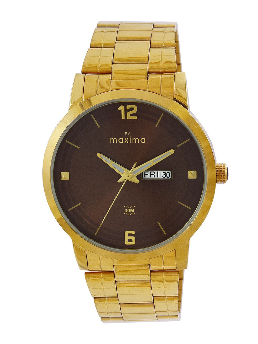 

maxima Men Dial & Stainless Steel Straps Analogue Watch 68965CMGY, Brown