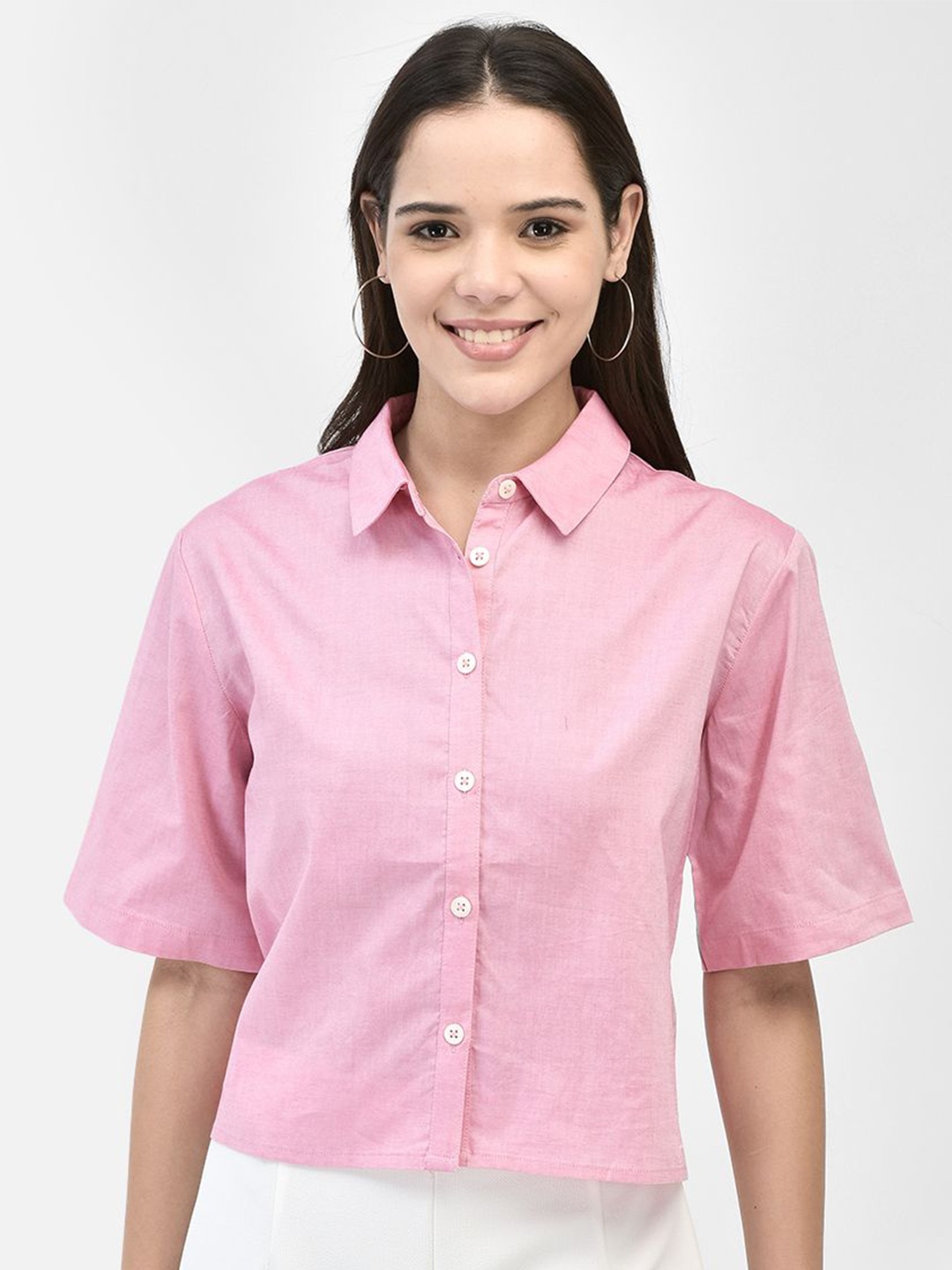 

FUTURO Women Shirt Collar Top, Pink