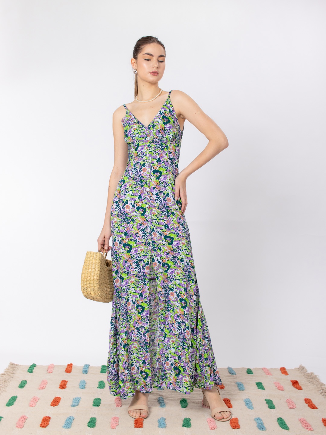 

Stylecast X Hersheinbox Front-Slit Printed Maxi Dress, Multi