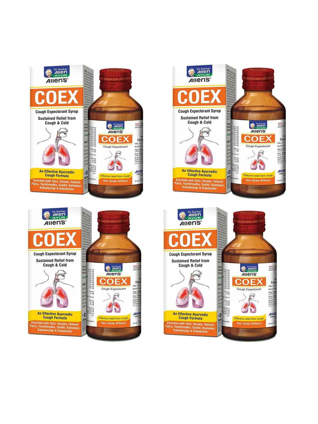 

ALLEN Set Of 4 Coex Syrup- 100 ml Each, Brown