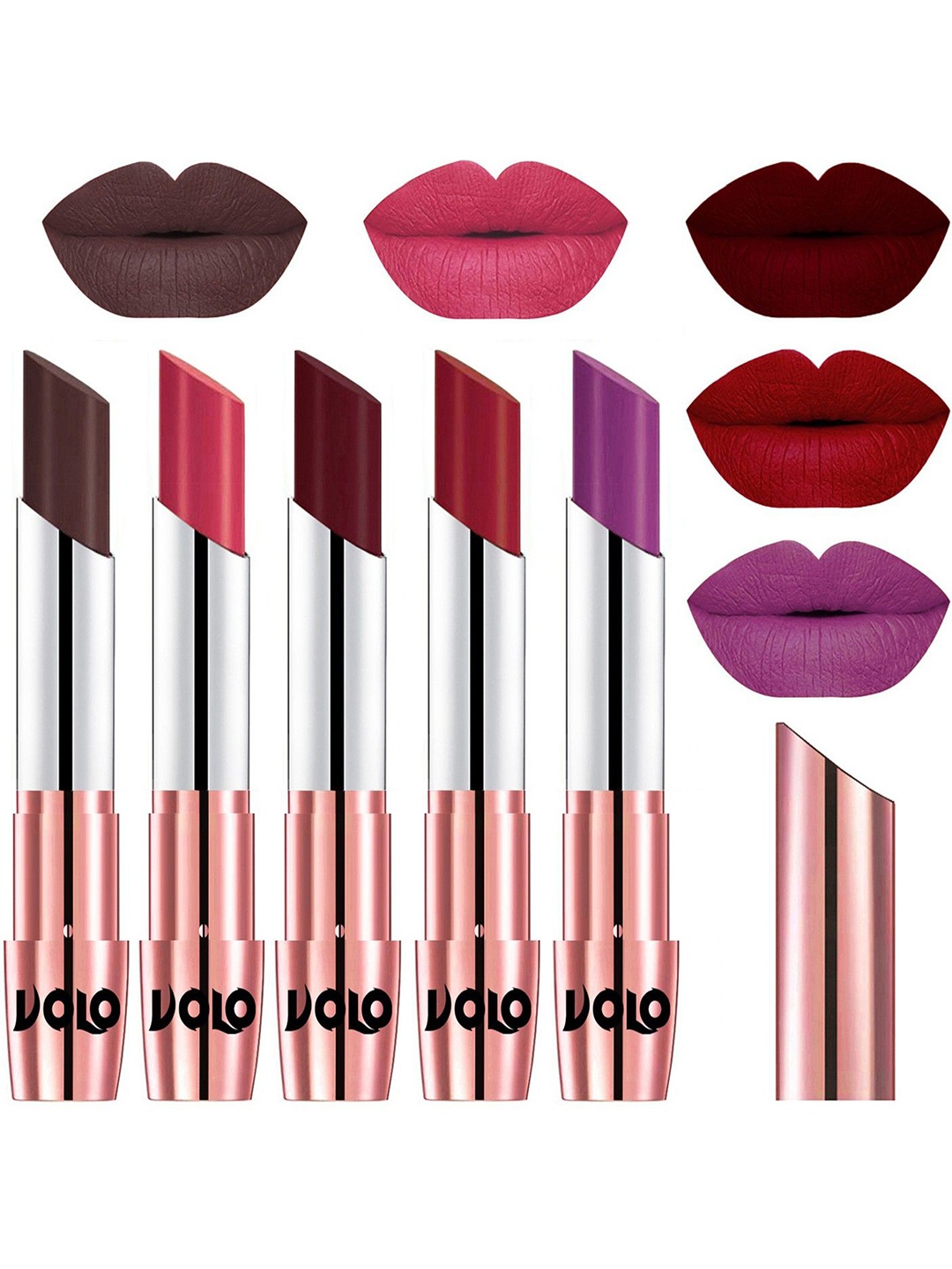 

VOLO Set Of 5 Creme Matte Lipstick - 3.5g Each - 35-41-42-43-48, Multi