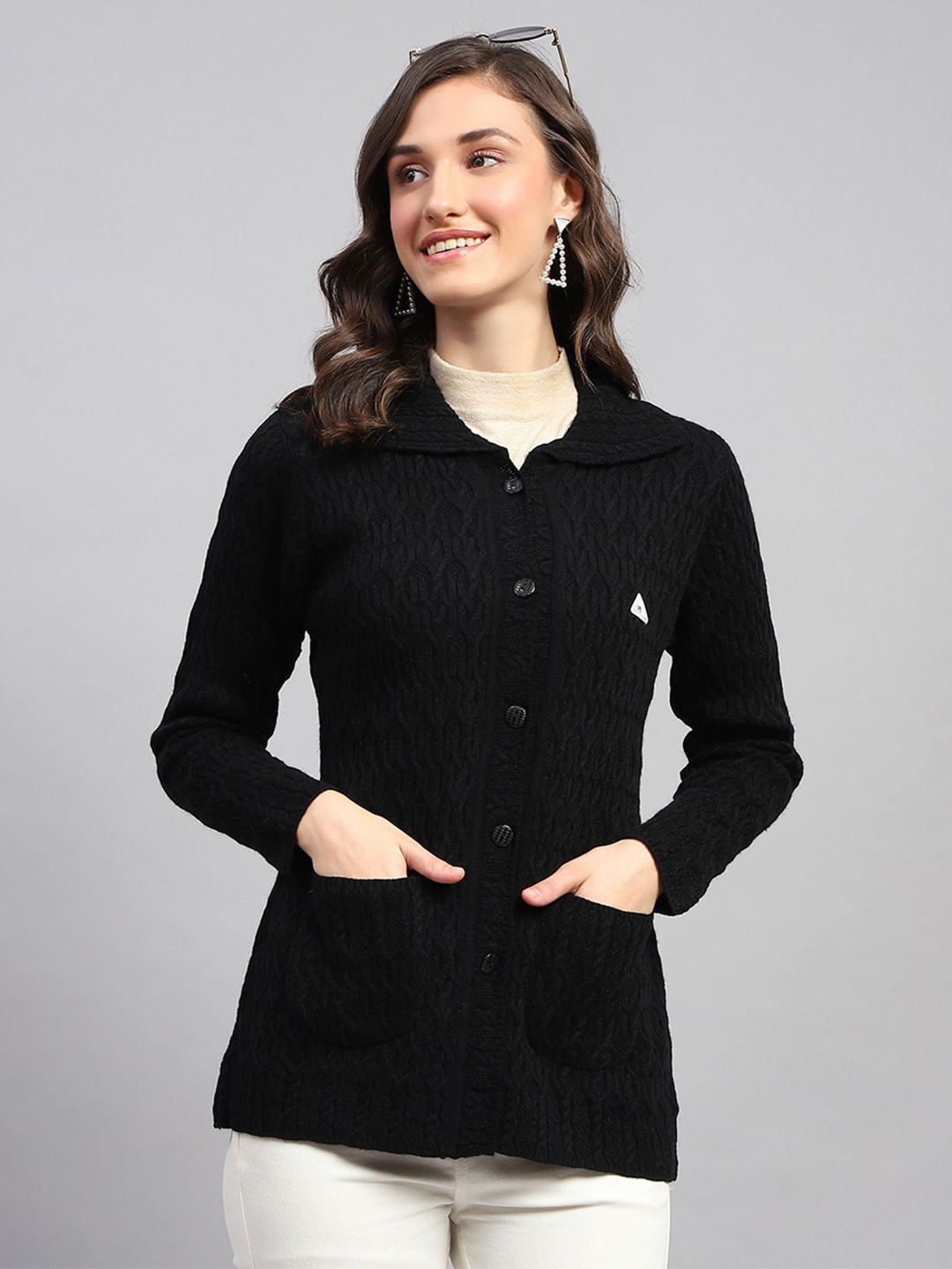 

Monte Carlo Women Woollen Cardigan, Navy blue