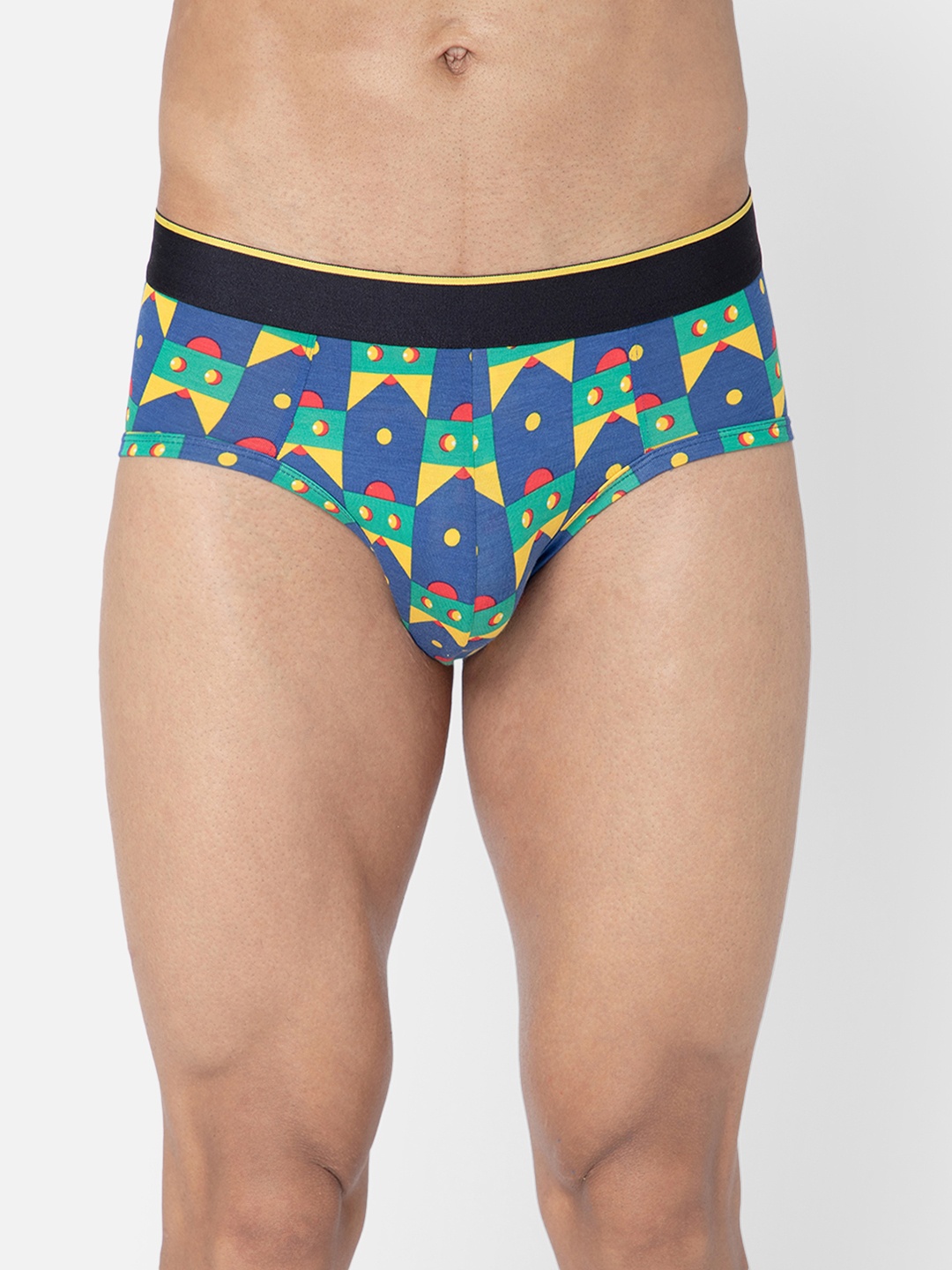 

bummer Men Multicoloured Printed Micro Modal Mid-Rise Basic Briefs, Blue