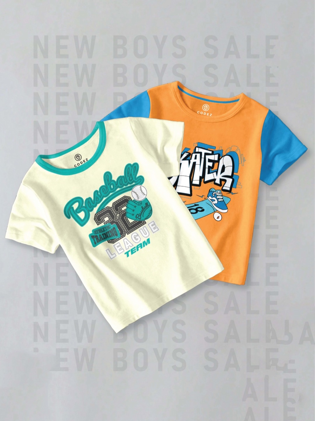 

CODEZ Boys Pack Of 2 Typography Printed Round Neck Cotton T-shirts, Orange