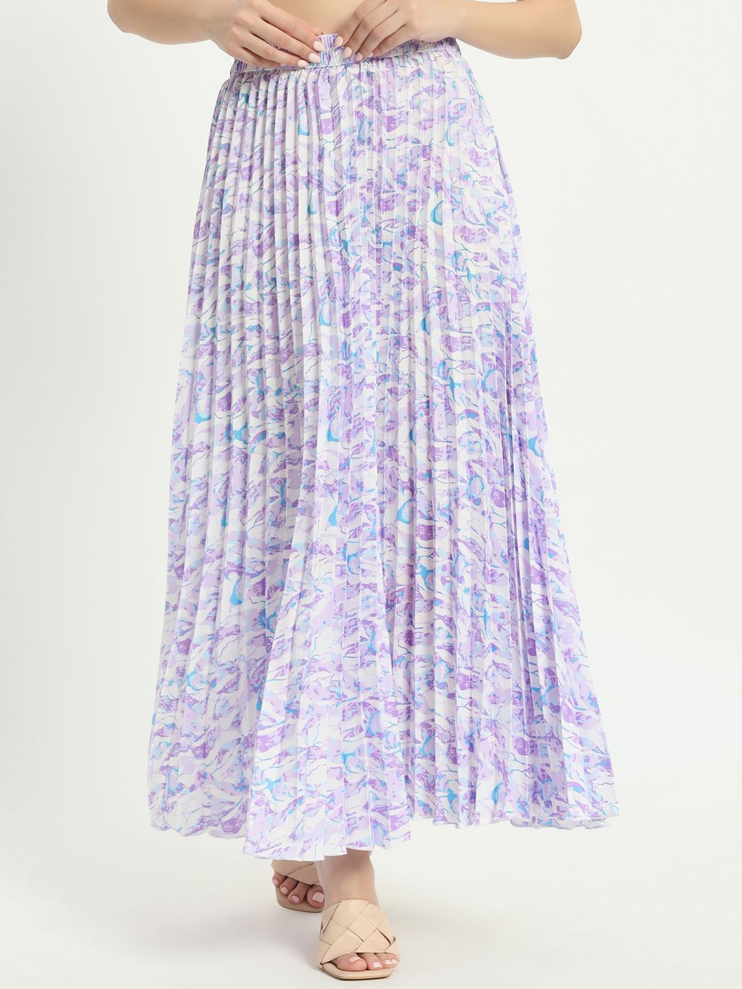 

OTABU Printed Flared Maxi Skirt, Purple