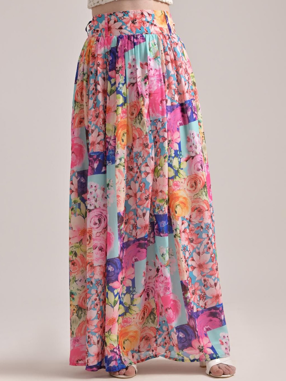 

The Samoa Floral Printed Maxi Flared Skirt, Pink