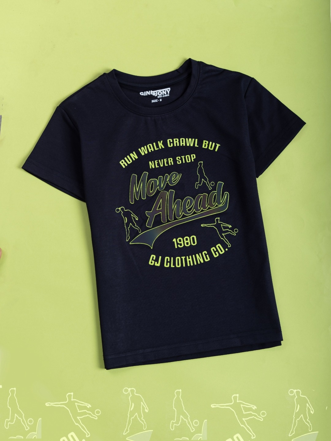 

Gini and Jony Boys Typography Printed Round Neck Cotton T-shirt, Navy blue