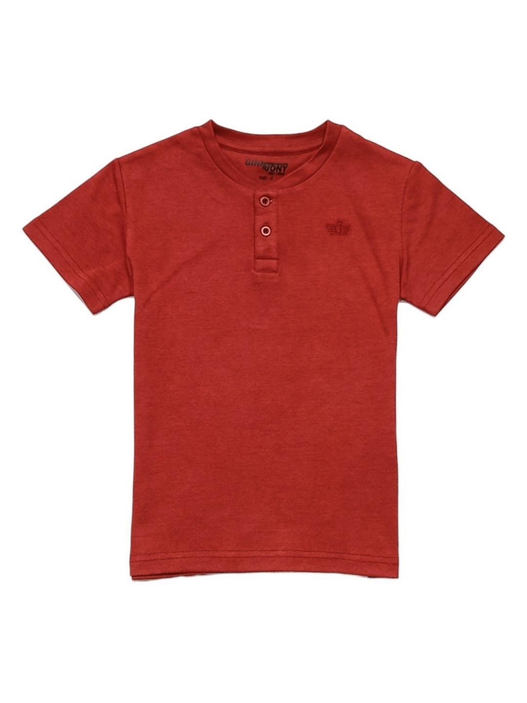 

Gini and Jony Boys Solid Henley Neck Cotton T-shirt, Maroon
