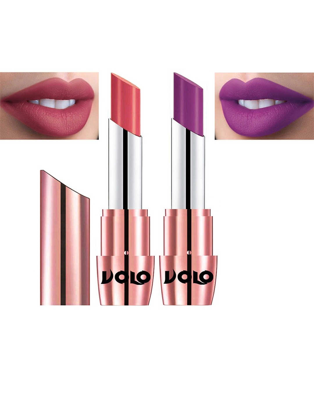 

VOLO Set Of 2 Creme Matte Lipstick 3.5g Each - Purple 637-Dark Peach 648