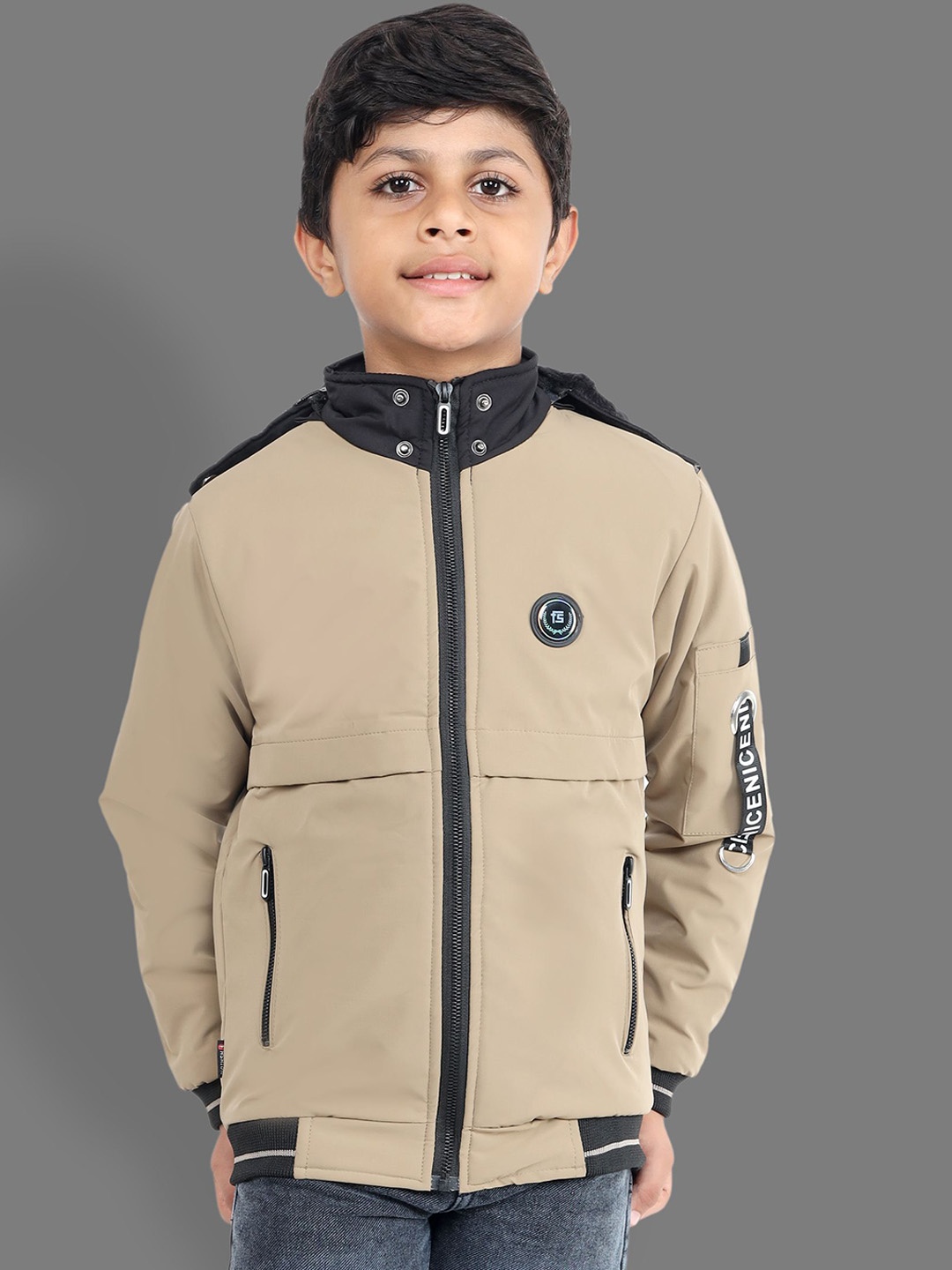 

SKY HEIGHTS Boys Bomber with Zip Detail, Beige